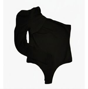 Black Bodysuit Women's Size Small By TCEC One Sleeved Indie Sleaze Bodycon Y2K